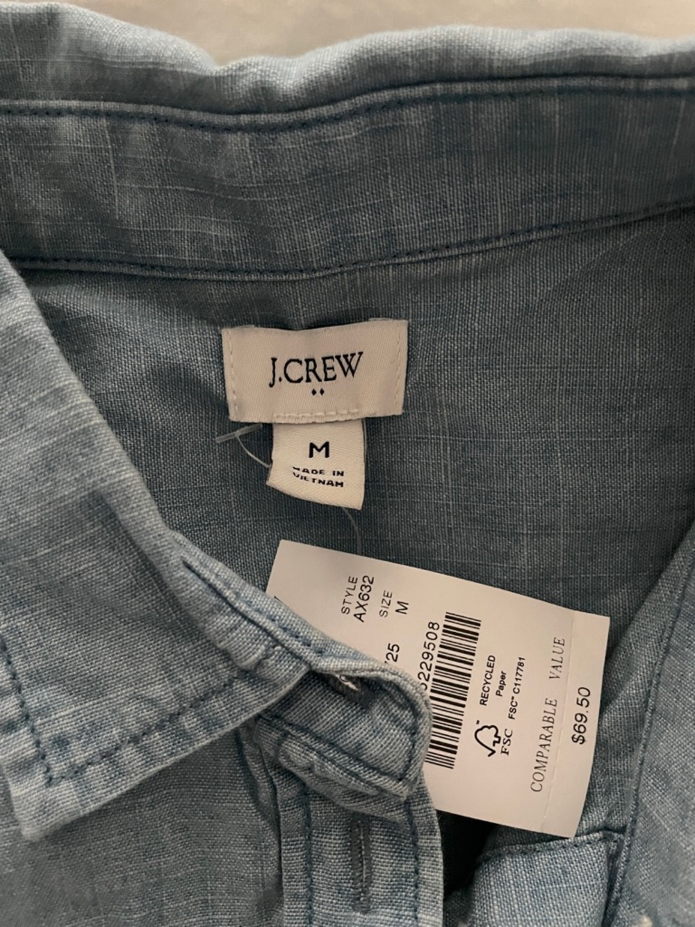 J. Crew Factory Sleeveless Chambray Button-Down Shirt in Light Blue - Picture 5 of 6